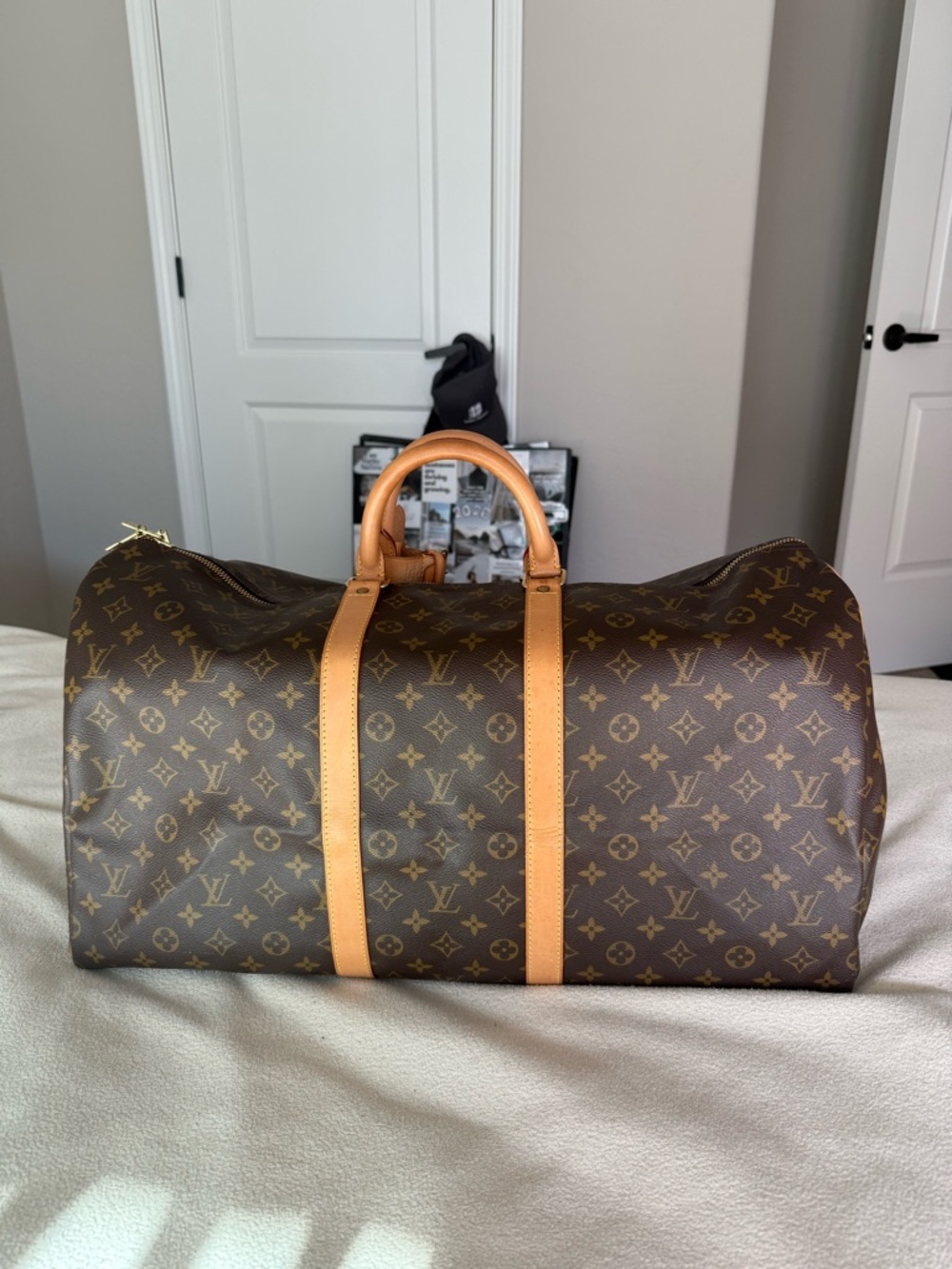Louis Vuitton Monogram Canvas Duffle Bag with Tan Trim